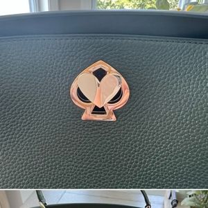 Kate Spade emerald green leather top handle bag with gold hardware NWOT